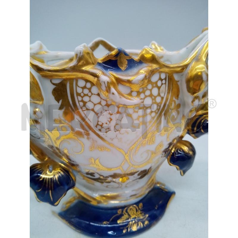 VASO BASSO PORC VECCHIA PARIGI BLU ORO | Mercatino dell'Usato Roma porta maggiore 5