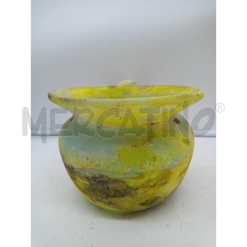 VASO BASSO VETRO SCAVO TONI VERDE ACIDO  | Mercatino dell'Usato Roma porta maggiore 2
