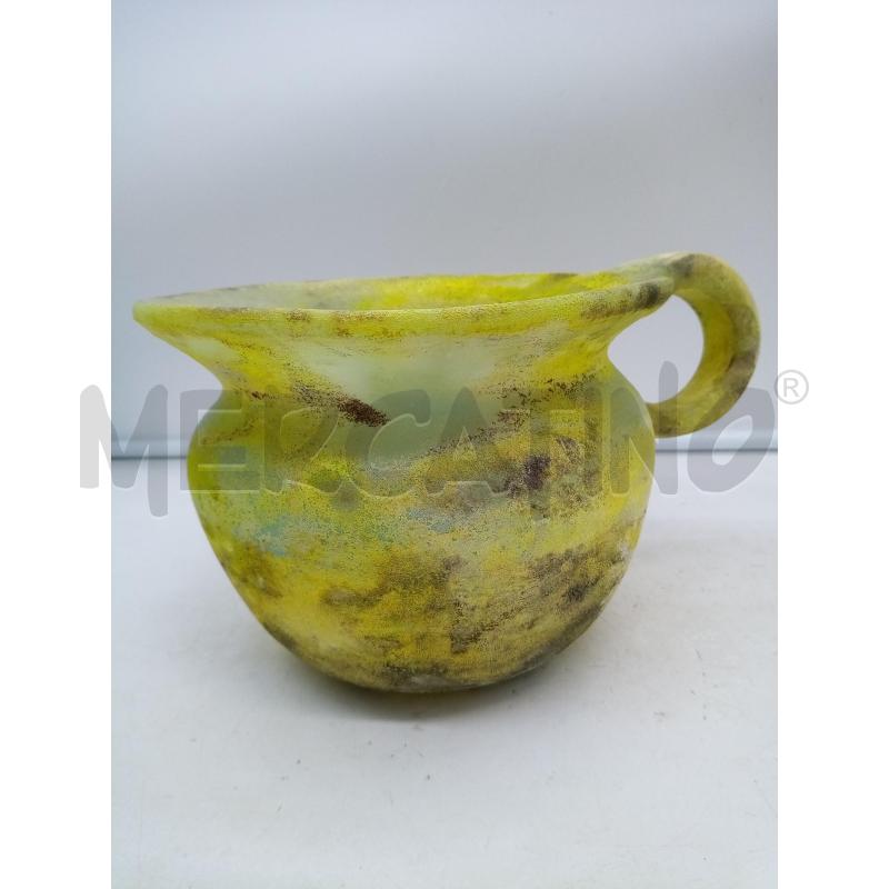 VASO BASSO VETRO SCAVO TONI VERDE ACIDO  | Mercatino dell'Usato Roma porta maggiore 3