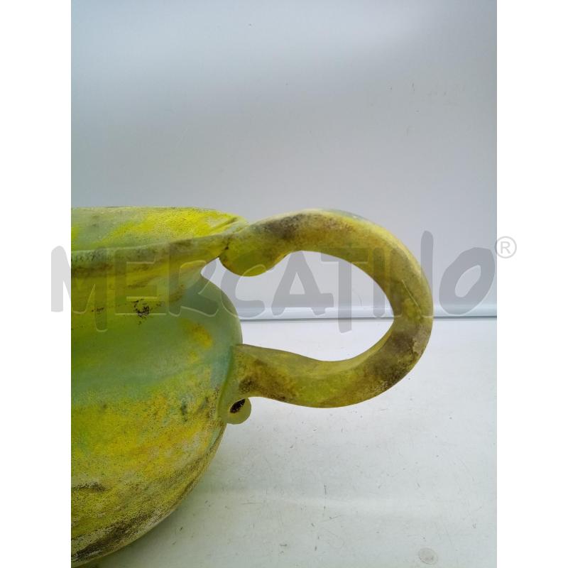 VASO BASSO VETRO SCAVO TONI VERDE ACIDO  | Mercatino dell'Usato Roma porta maggiore 4