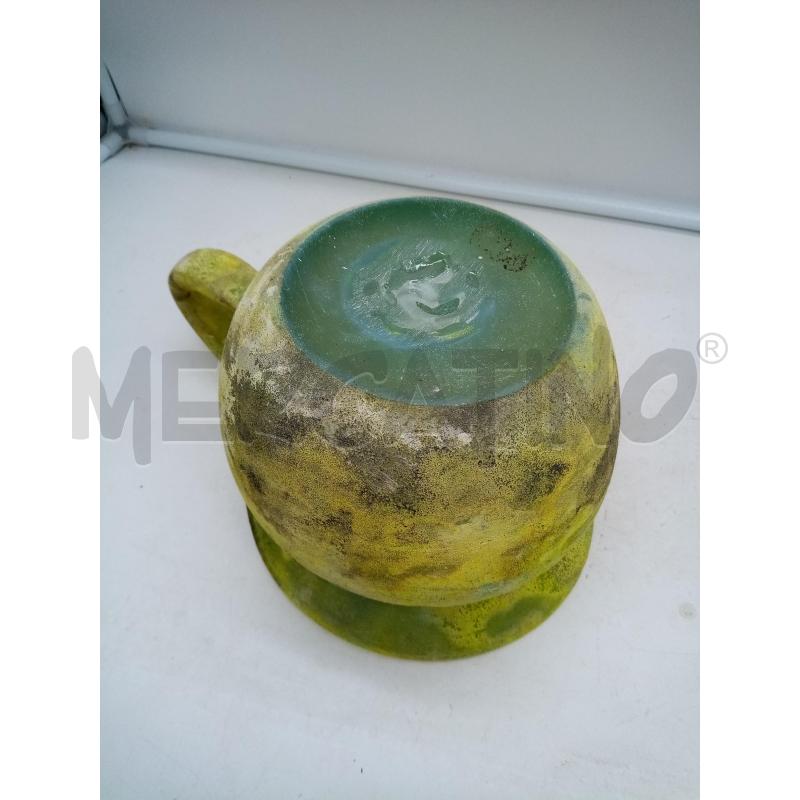 VASO BASSO VETRO SCAVO TONI VERDE ACIDO  | Mercatino dell'Usato Roma porta maggiore 5