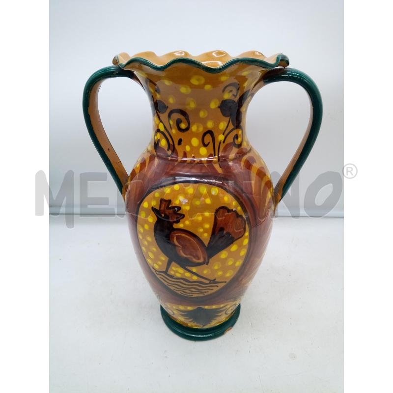 VASO BIANSATO CERAMICA FONDO POIS DECO UCCELLI BORDO FAZZOLETTO  | Mercatino dell'Usato Roma porta maggiore 3
