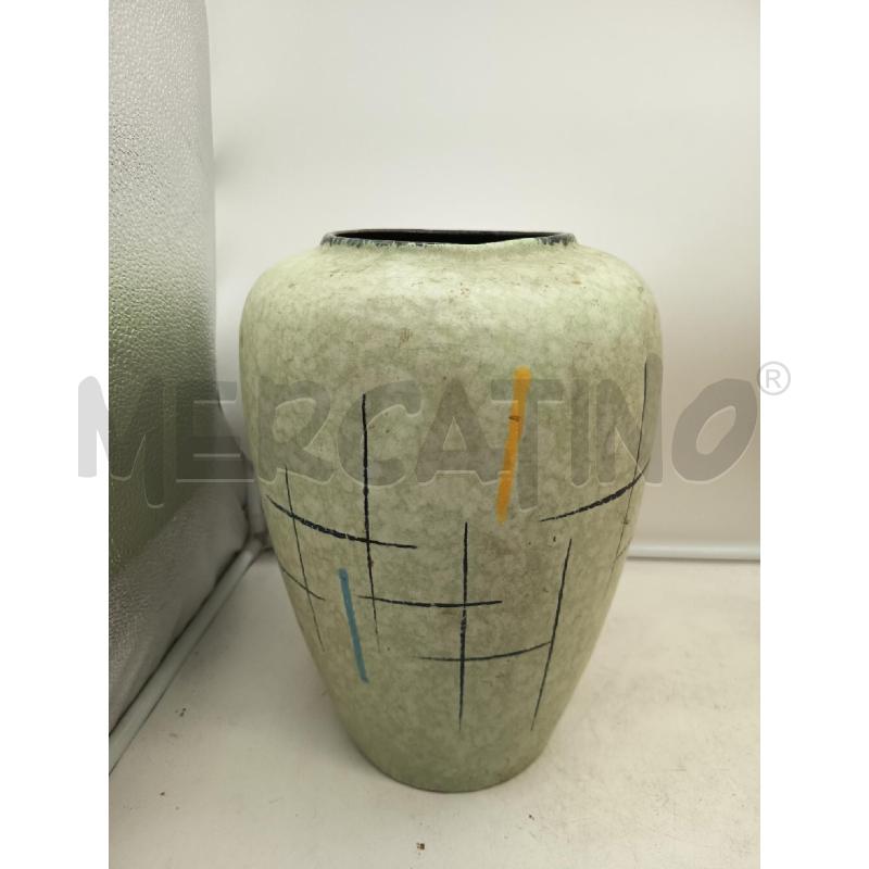 VASO CERAMICA GERMANY FONDO VERDE LINEEE GEOMETRICHE  | Mercatino dell'Usato Roma porta maggiore 1