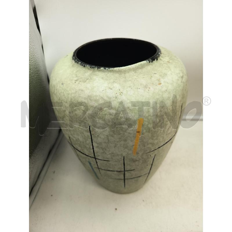 VASO CERAMICA GERMANY FONDO VERDE LINEEE GEOMETRICHE  | Mercatino dell'Usato Roma porta maggiore 2