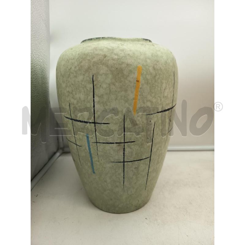 VASO CERAMICA GERMANY FONDO VERDE LINEEE GEOMETRICHE  | Mercatino dell'Usato Roma porta maggiore 3