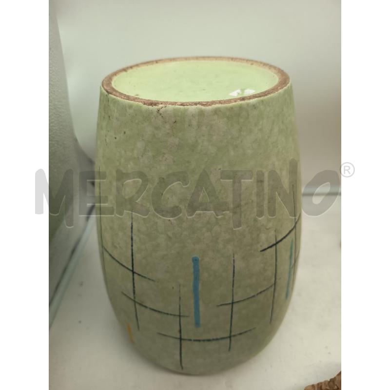 VASO CERAMICA GERMANY FONDO VERDE LINEEE GEOMETRICHE  | Mercatino dell'Usato Roma porta maggiore 4