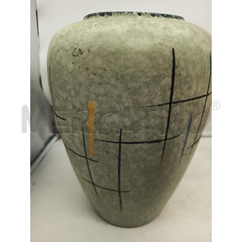 VASO CERAMICA GERMANY FONDO VERDE LINEEE GEOMETRICHE  | Mercatino dell'Usato Roma porta maggiore 5