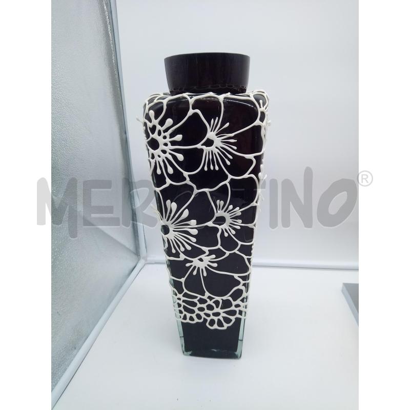 VASO CRISTALLO TONO BORDEAUX DECORO BIANCO  | Mercatino dell'Usato Roma porta maggiore 1