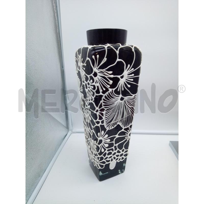 VASO CRISTALLO TONO BORDEAUX DECORO BIANCO  | Mercatino dell'Usato Roma porta maggiore 3
