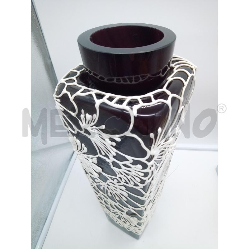 VASO CRISTALLO TONO BORDEAUX DECORO BIANCO  | Mercatino dell'Usato Roma porta maggiore 4