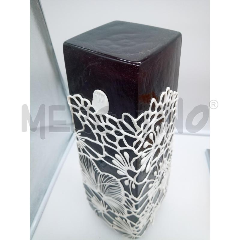 VASO CRISTALLO TONO BORDEAUX DECORO BIANCO  | Mercatino dell'Usato Roma porta maggiore 5