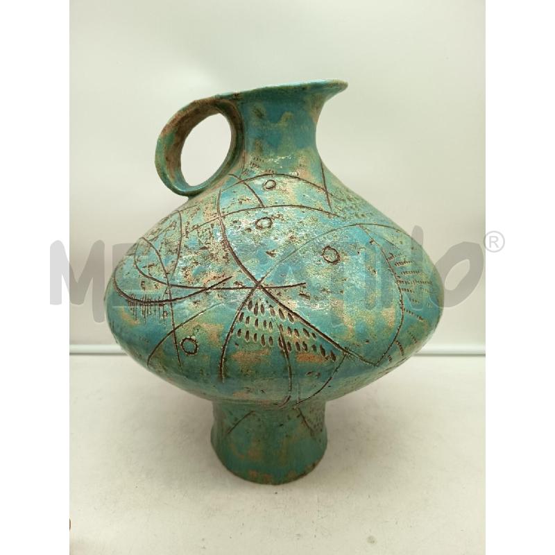 VASO GRANDE CERAMICA AZZURRA PESCI INCISI | Mercatino dell'Usato Roma porta maggiore 1