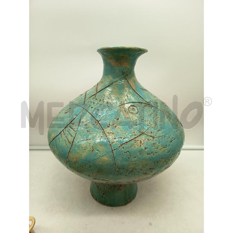 VASO GRANDE CERAMICA AZZURRA PESCI INCISI | Mercatino dell'Usato Roma porta maggiore 2