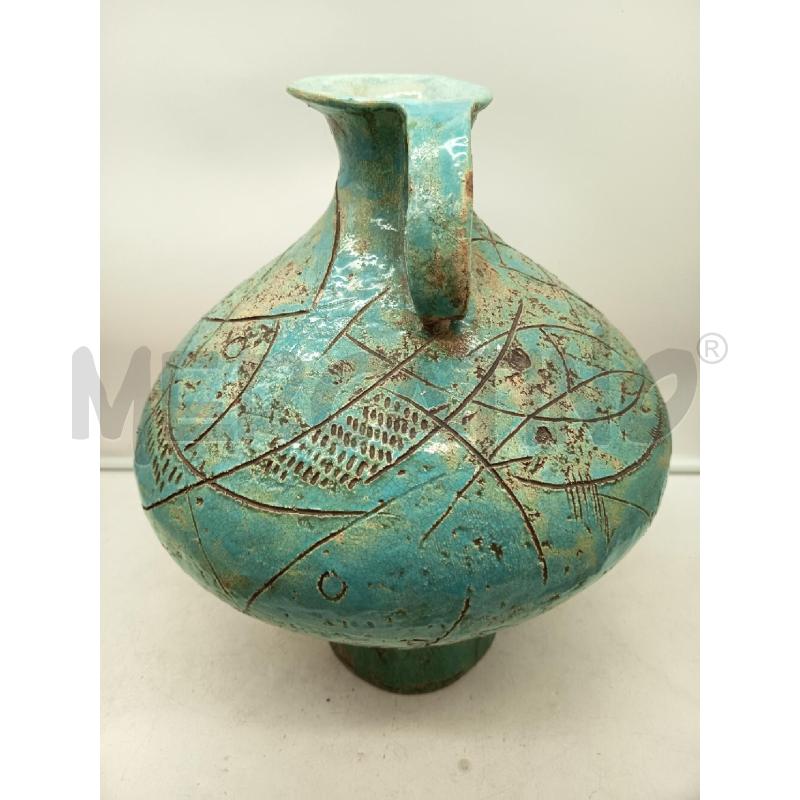 VASO GRANDE CERAMICA AZZURRA PESCI INCISI | Mercatino dell'Usato Roma porta maggiore 4