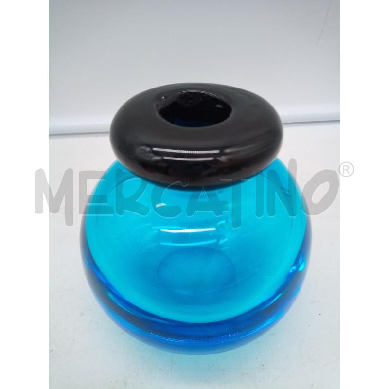 VASO VETRO BLU COLLO SPESSO SCURO  | Mercatino dell'Usato Roma porta maggiore 1