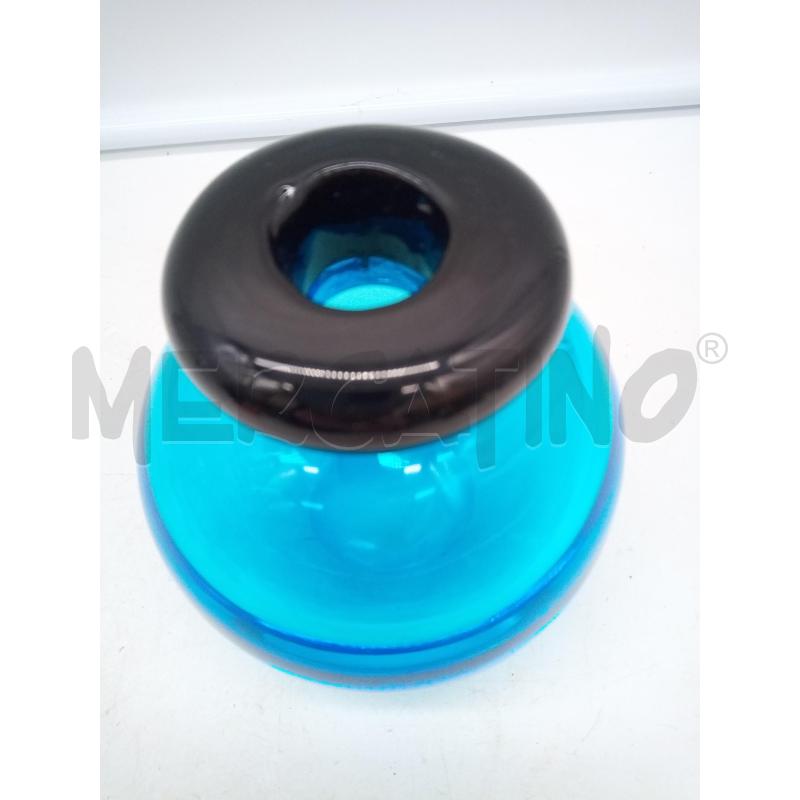 VASO VETRO BLU COLLO SPESSO SCURO  | Mercatino dell'Usato Roma porta maggiore 2