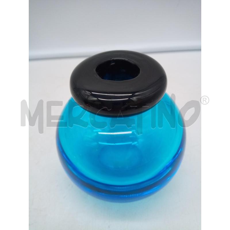 VASO VETRO BLU COLLO SPESSO SCURO  | Mercatino dell'Usato Roma porta maggiore 4