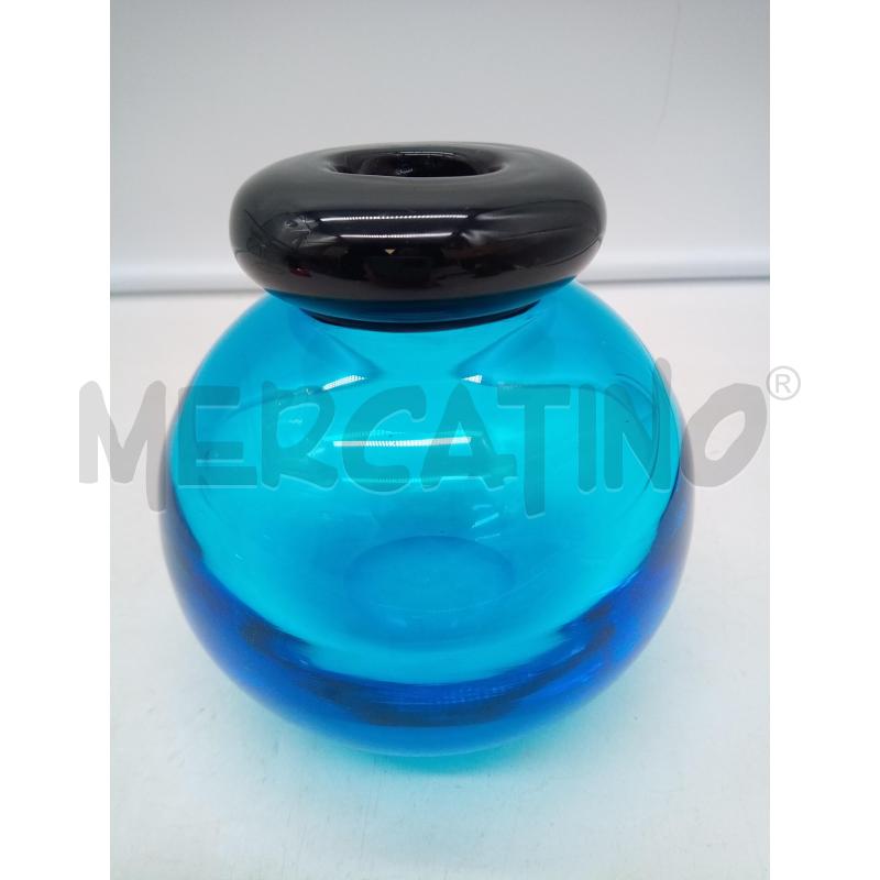 VASO VETRO BLU COLLO SPESSO SCURO  | Mercatino dell'Usato Roma porta maggiore 5