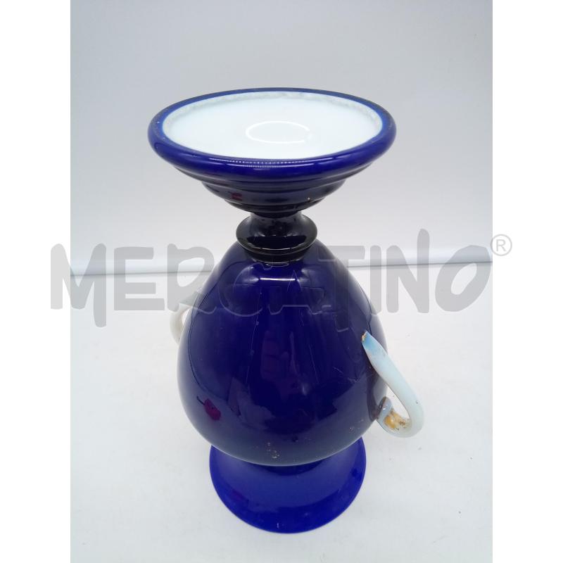 VASO VETRO BLU INCAMICIATO BIANSATO | Mercatino dell'Usato Roma porta maggiore 3