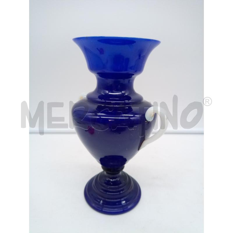 VASO VETRO BLU INCAMICIATO BIANSATO | Mercatino dell'Usato Roma porta maggiore 5