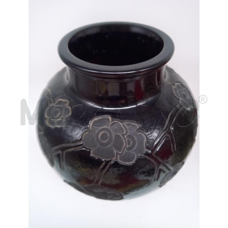 VASO VETRO NERO STILE DECO FIORI SATINATI  | Mercatino dell'Usato Roma porta maggiore 2