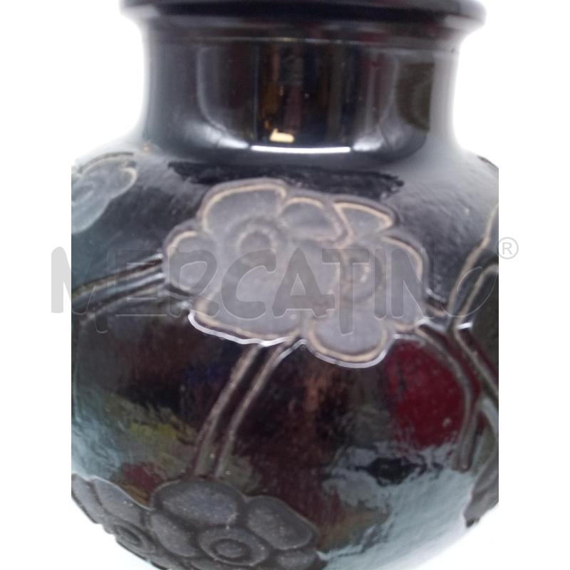 VASO VETRO NERO STILE DECO FIORI SATINATI  | Mercatino dell'Usato Roma porta maggiore 5
