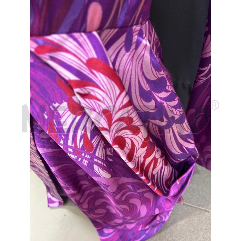 VESTITO NINA ADIMAR DONNA FUXIA FIORI ROSSI LILLA SETA | Mercatino dell'Usato Roma porta maggiore 2