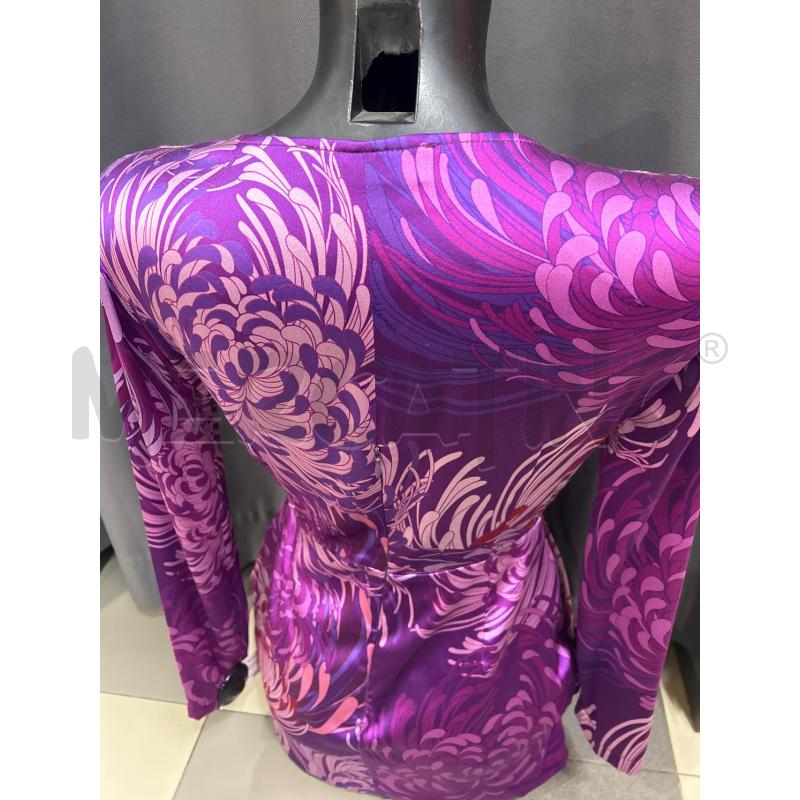 VESTITO NINA ADIMAR DONNA FUXIA FIORI ROSSI LILLA SETA | Mercatino dell'Usato Roma porta maggiore 3