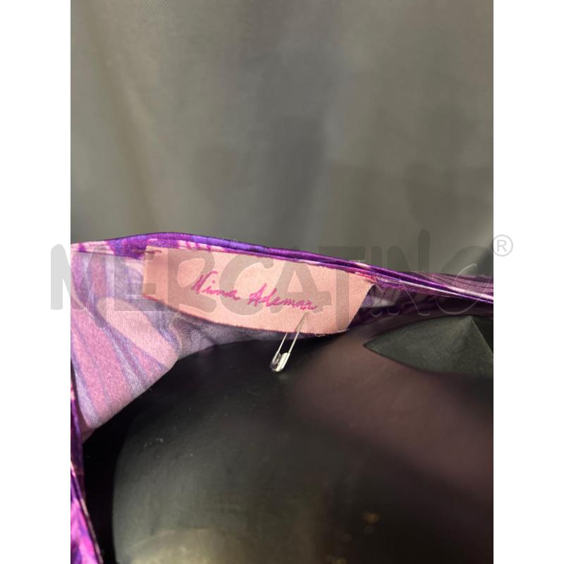VESTITO NINA ADIMAR DONNA FUXIA FIORI ROSSI LILLA SETA | Mercatino dell'Usato Roma porta maggiore 4