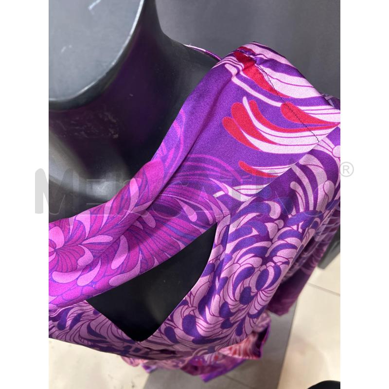 VESTITO NINA ADIMAR DONNA FUXIA FIORI ROSSI LILLA SETA | Mercatino dell'Usato Roma porta maggiore 5