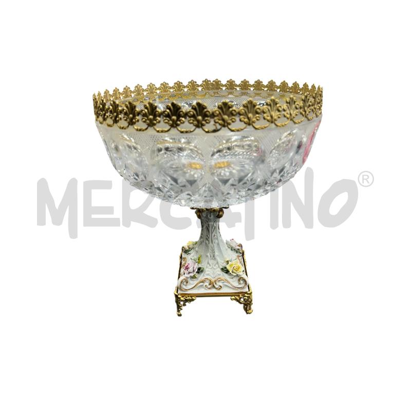 ALZATA  CRISTALLO BASE CERAMICA ROSE | Mercatino dell'Usato Roma-axa-casal palocco 1