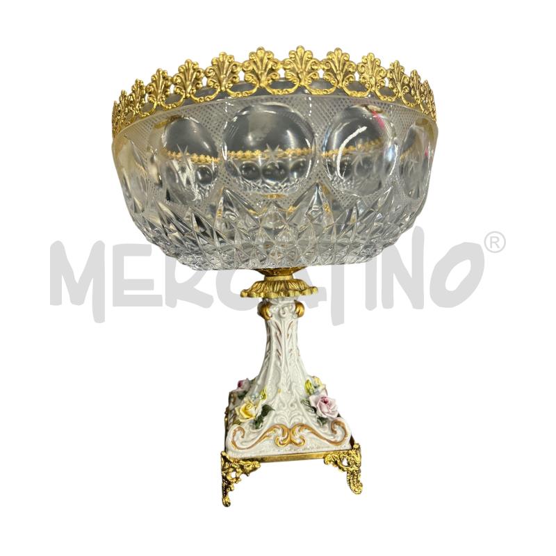 ALZATA  CRISTALLO BASE CERAMICA ROSE | Mercatino dell'Usato Roma-axa-casal palocco 2