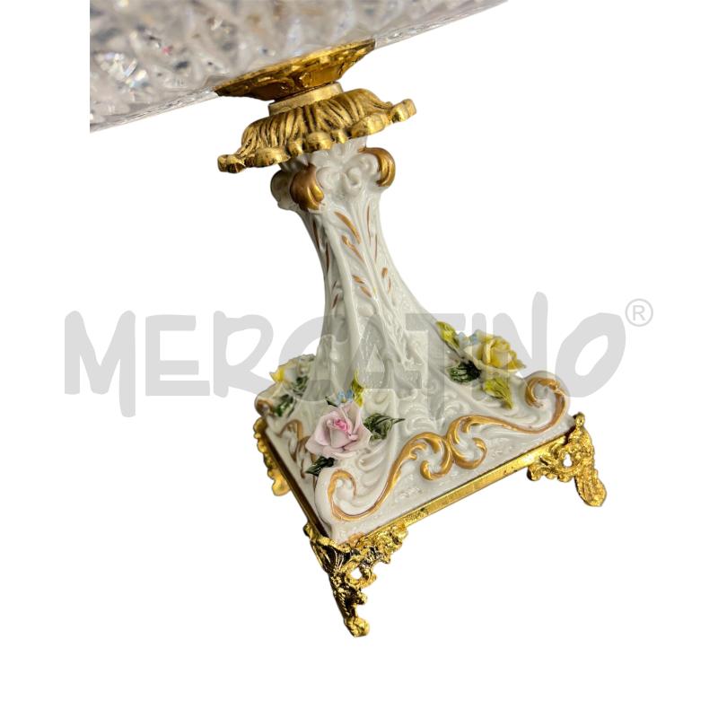 ALZATA  CRISTALLO BASE CERAMICA ROSE | Mercatino dell'Usato Roma-axa-casal palocco 3