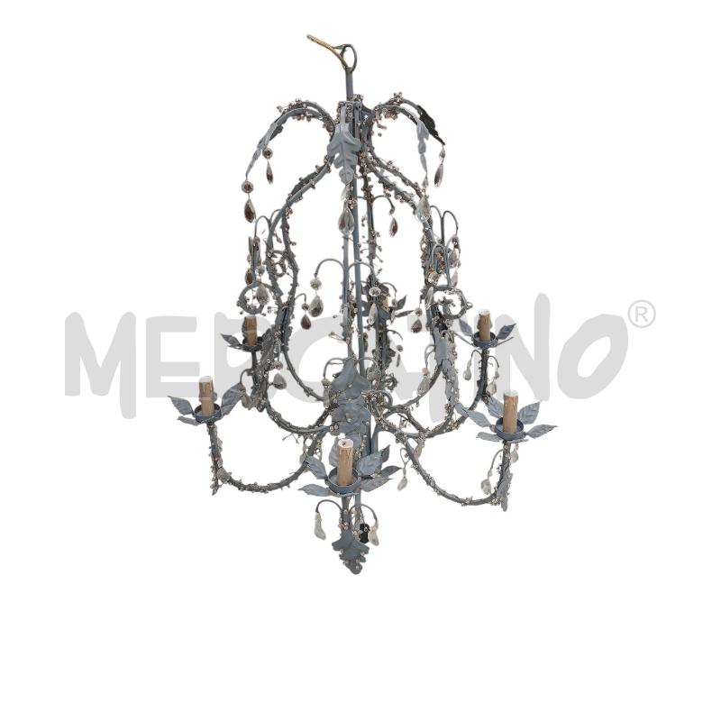 LAMPADARIO MET GRIGIO GOCCE 5 LUCI | Mercatino dell'Usato Roma-axa-casal palocco 1