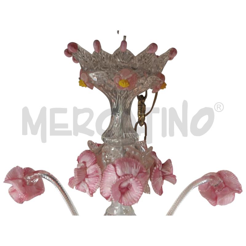 LAMPADARIO MURANO FIORI ROSA DIF  | Mercatino dell'Usato Roma-axa-casal palocco 1