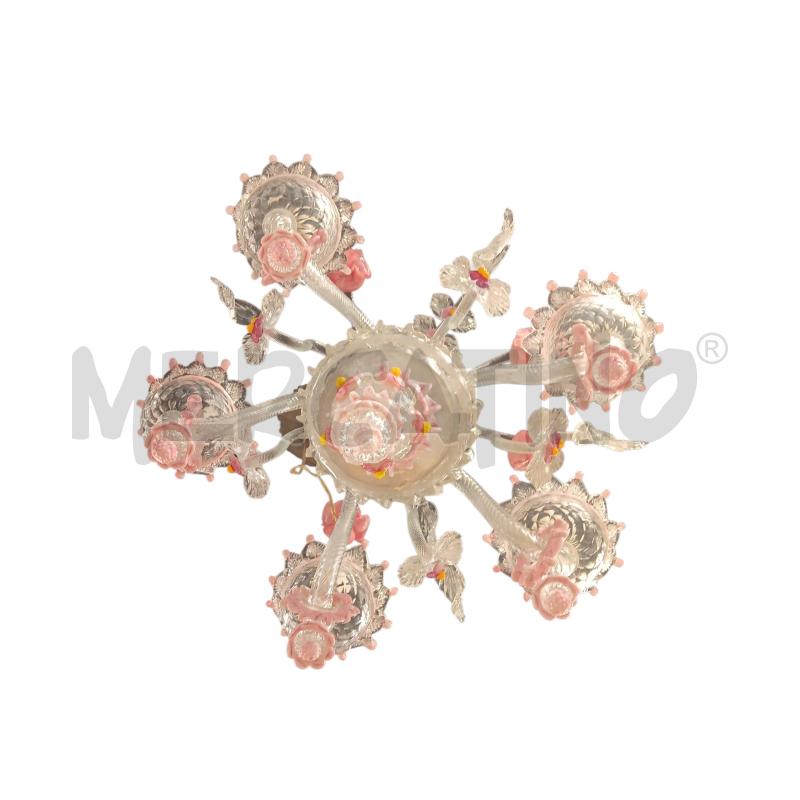 LAMPADARIO MURANO FIORI ROSA DIF  | Mercatino dell'Usato Roma-axa-casal palocco 2