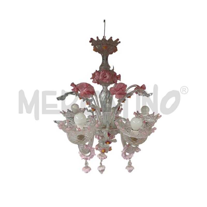 LAMPADARIO MURANO FIORI ROSA DIF  | Mercatino dell'Usato Roma-axa-casal palocco 3