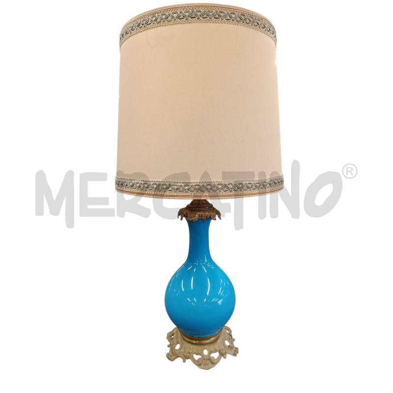 LAMPADA AZZURRA OPALINA BASE OTTONE EPOCA | Mercatino dell'Usato Roma-axa-casal palocco 1