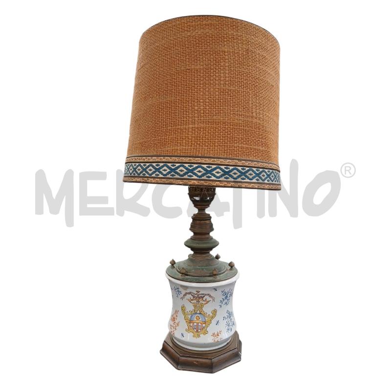LAMPADA CERAMICA BASE LEGNO PARALUM MARRONE | Mercatino dell'Usato Roma-axa-casal palocco 1