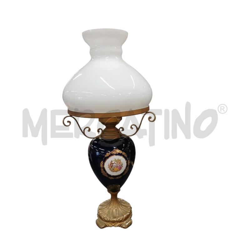 LAMPADA CERAM BLU BASE OTTONE PARAL BIANCO | Mercatino dell'Usato Roma-axa-casal palocco 1