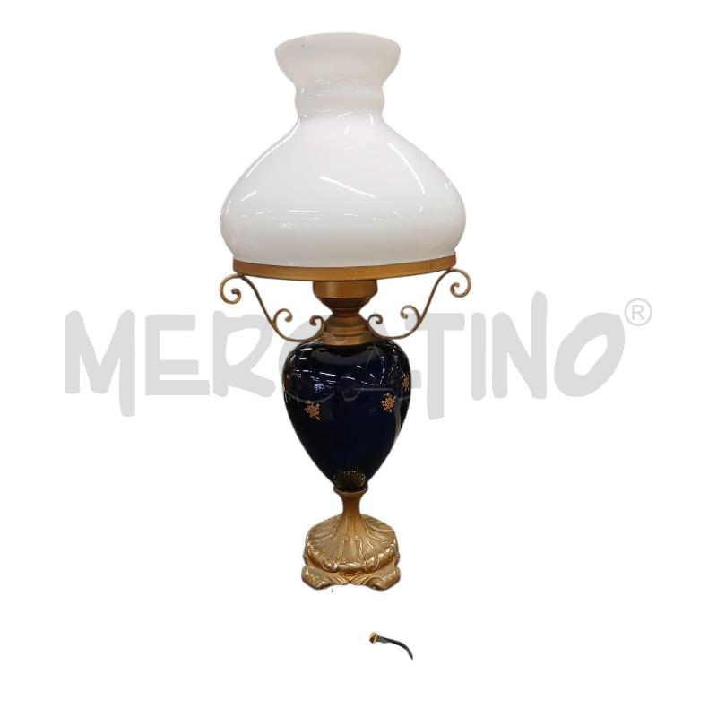 LAMPADA CERAM BLU BASE OTTONE PARAL BIANCO | Mercatino dell'Usato Roma-axa-casal palocco 2