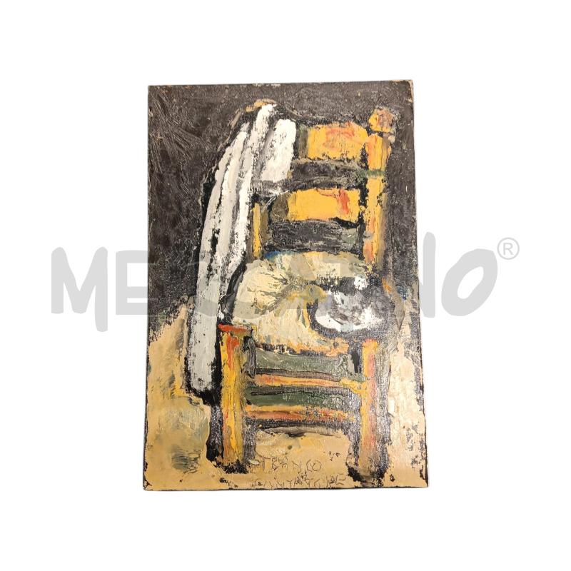 QUADRO OLIO CANTATORE SEDIA PAGLIA | Mercatino dell'Usato Roma-axa-casal palocco 1