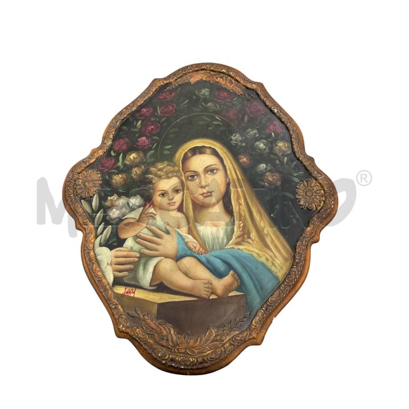 QUADRO OVALE DIP SU LEGNO MADONNA | Mercatino dell'Usato Roma-axa-casal palocco 1