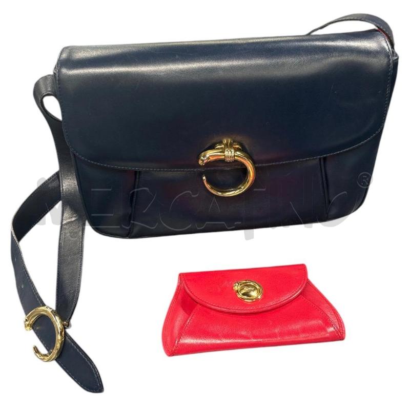 TRACOLLA DONNA PANTHÈRE DI CARTIER BLU PELLE | Mercatino dell'Usato Roma-axa-casal palocco 1
