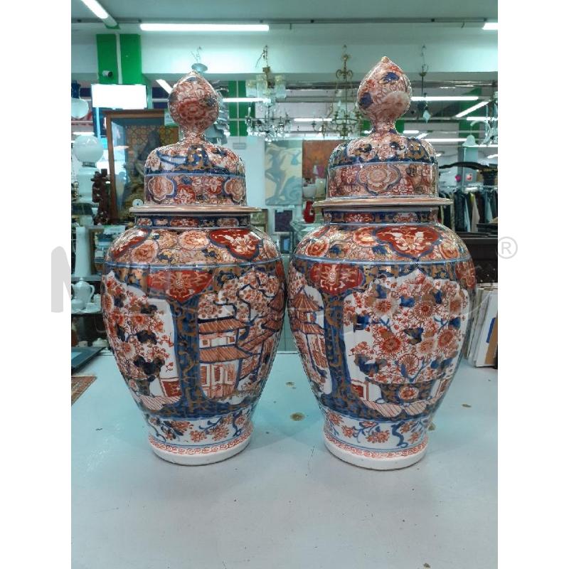 COPPIA POTICHE VASO IMARI ROSSI BLU | Mercatino dell'Usato Roma monteverde 1