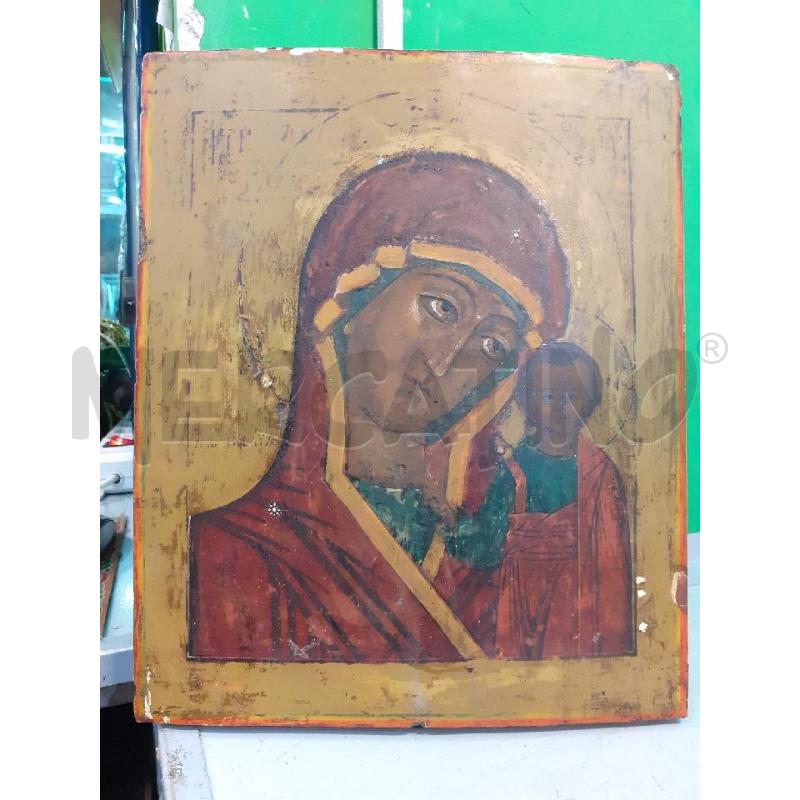 ICONA MADONNA CON BAMBINO VESTE ROSSA VERDE ORO | Mercatino dell'Usato Roma monteverde 1