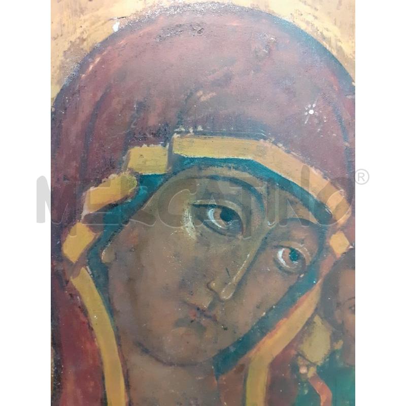 ICONA MADONNA CON BAMBINO VESTE ROSSA VERDE ORO | Mercatino dell'Usato Roma monteverde 3