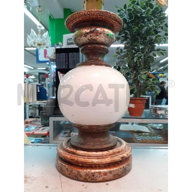 LAMPADA SFERA CERAMICA BASE LEGNO | Mercatino dell'Usato Roma monteverde 2