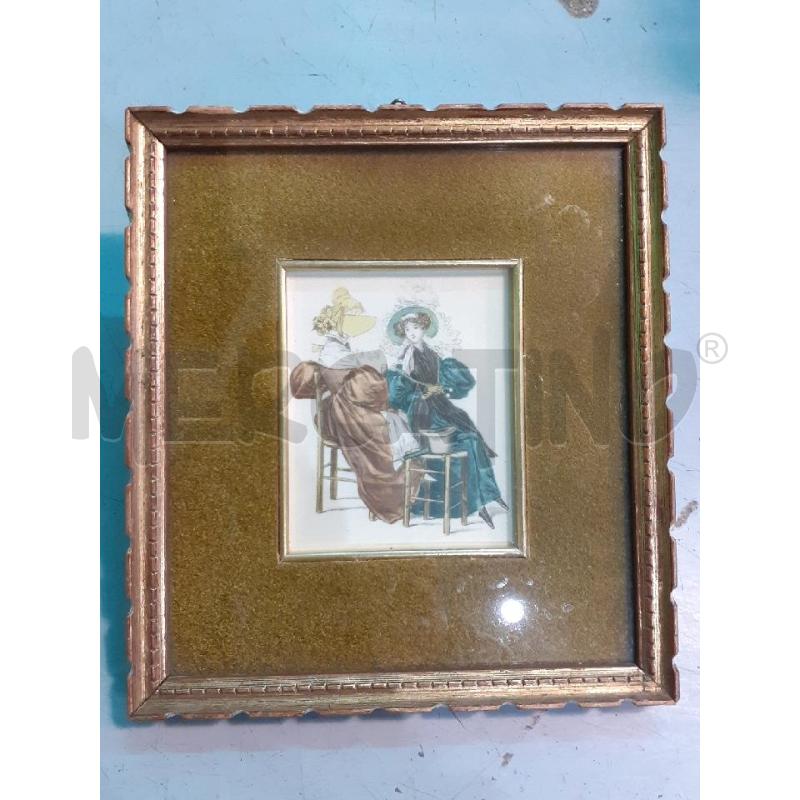 MINIATURA STAMPA DUE DAME SU STOFFA | Mercatino dell'Usato Roma monteverde 1