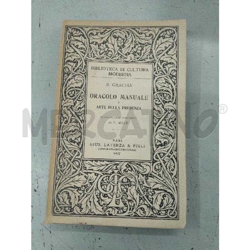 ORACOLO MANUALE E ARTE DELLA PRUDENZA | Mercatino dell'Usato Roma monteverde 1